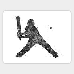 Cricket player black and white Magnet